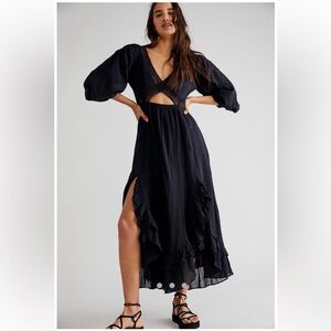 Free People Black Cutout Midi Dress